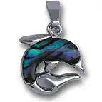 Anhänger Delfin klein, Paua-Muschel, mit Kette