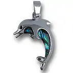 Anhänger Delfin groß, Paua-Muschel, mit Kette