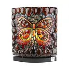 Bernsteinlampe Oval, Stein / Schmetterling, 30cm