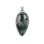 Anhänger Serafinit, Tropfen (30 x 18mm), 3,9cm, rhodiniert