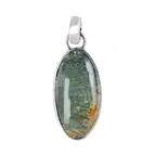 Moosachat Anhänger Oval 26x14mm 3,5cm platiniert Schmuck Deutschland