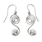 Ohrhänger Spirale mit Perle, 3,0cm, rhodiniert