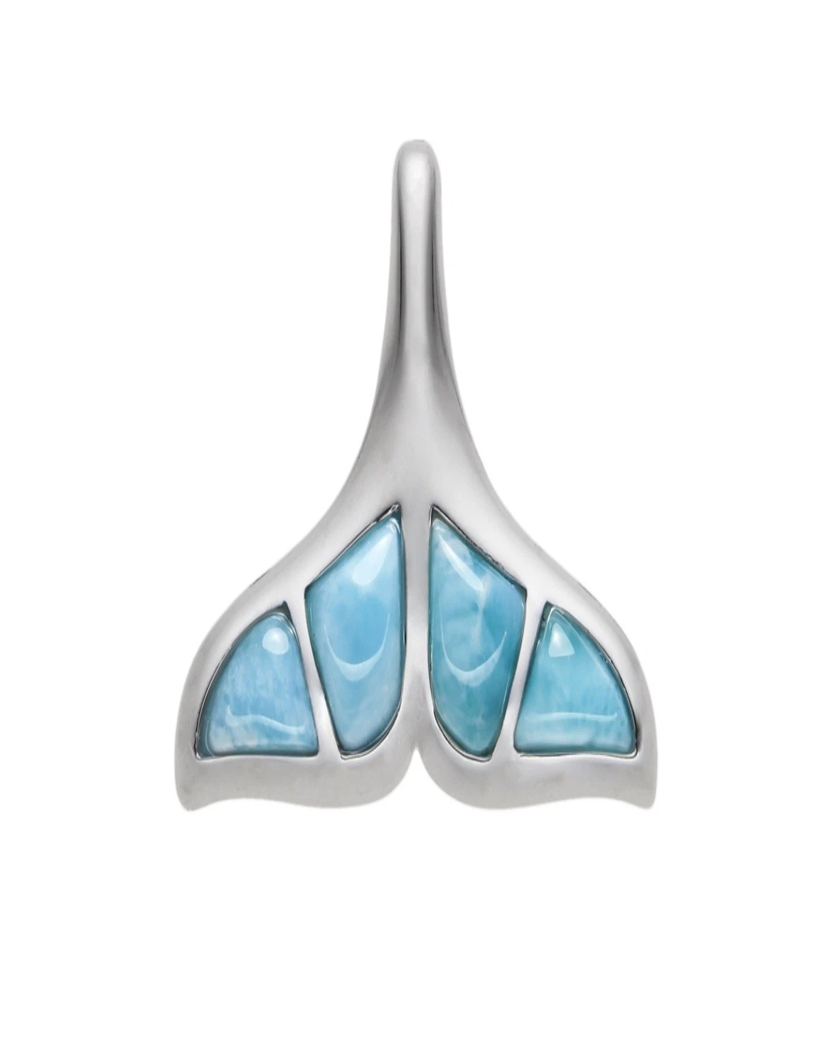Anhänger Larimar, Walflosse, 2,5cm, rhodiniert