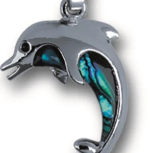 Anhänger Delfin groß, Paua-Muschel, mit Kette