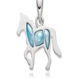 Anhänger Larimar, Pferd, 1,9 x 1,4cm, rhodiniert