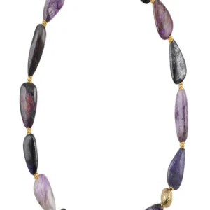 Atelierkette Sugilith, Freeform, vergoldet, Unikat 011