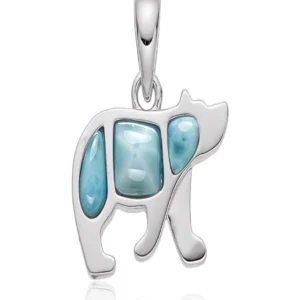 Anhänger Larimar, Bär, 1,9 x 1,2cm, rhodiniert