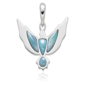 Anhänger Larimar, Vogel (Adler), 2,9cm, rhodiniert