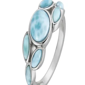 Ring Larimar, Marquise, rund, rhodiniert, Größe 51 (16)