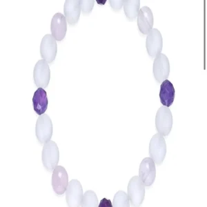 Armband, Bergkristall, Amethyst, Rosenquarz, 08mm Kugeln