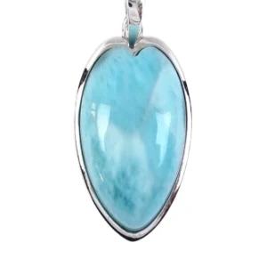 Anhänger Larimar, Herz (16 x 16mm), 2,7cm, rhodiniert