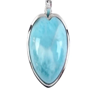 Anhänger Larimar, Herz (16 x 16mm), 2,7cm, rhodiniert
