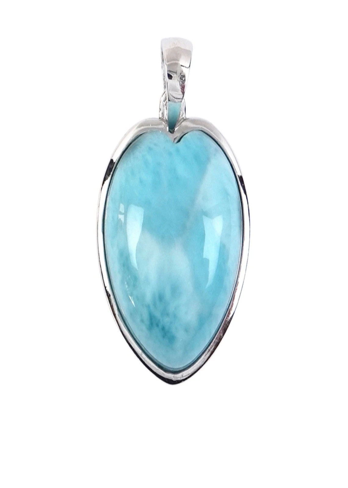 Anhänger Larimar, Herz (16 x 16mm), 2,7cm, rhodiniert