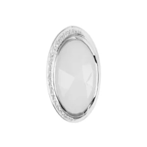 Anhänger Mondstein weiß (20mm), Topas weiß, 2,6cm, rhodiniert