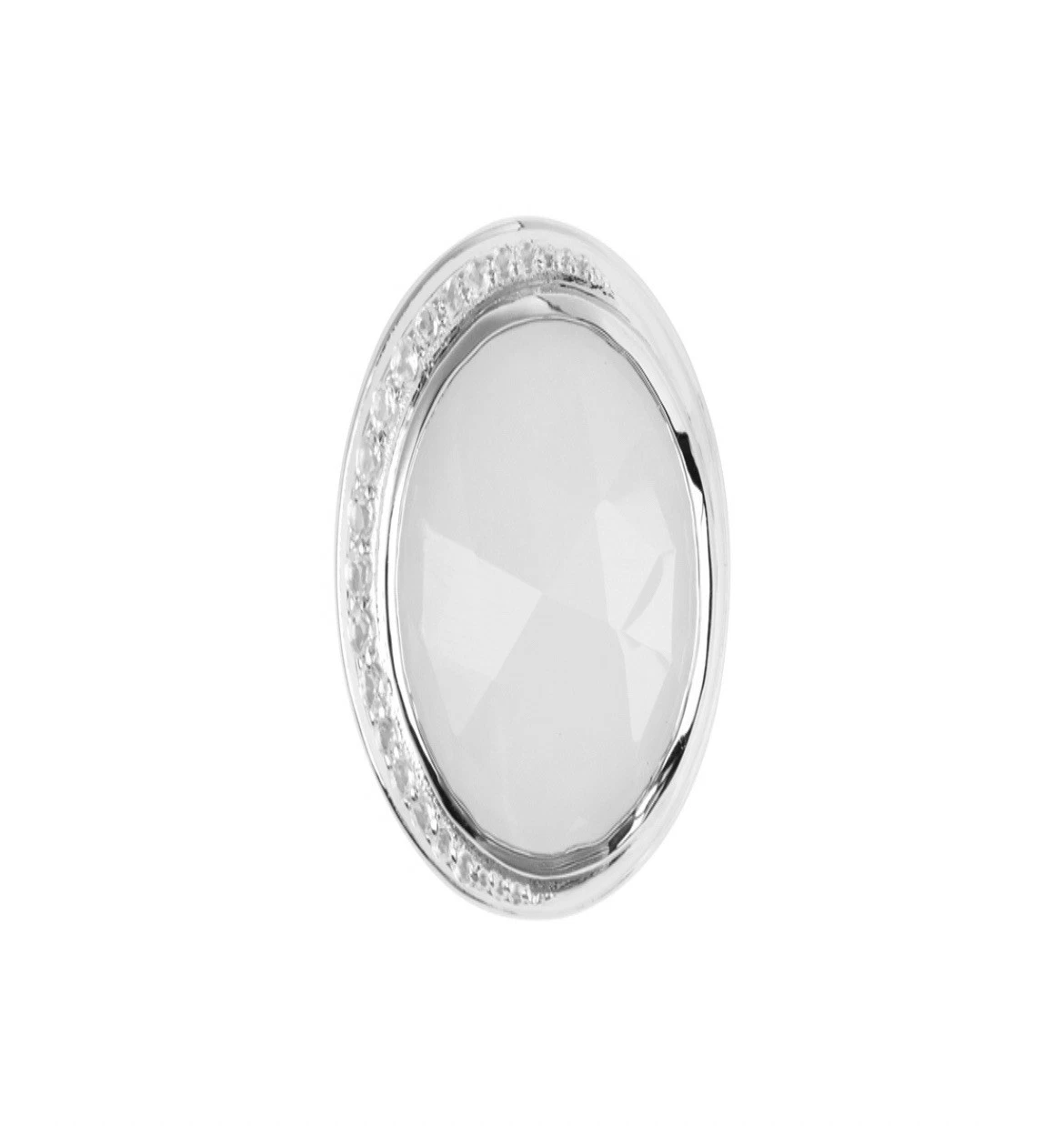 Anhänger Mondstein weiß (20mm), Topas weiß, 2,6cm, rhodiniert