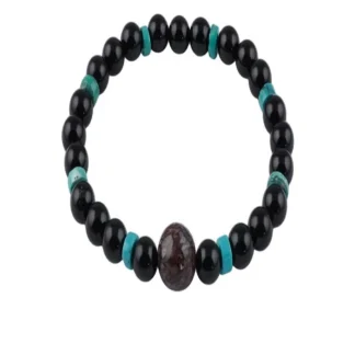 Kinder - Armband, Onyx (gef.), Türkis, Dino-Knochen, 14cm