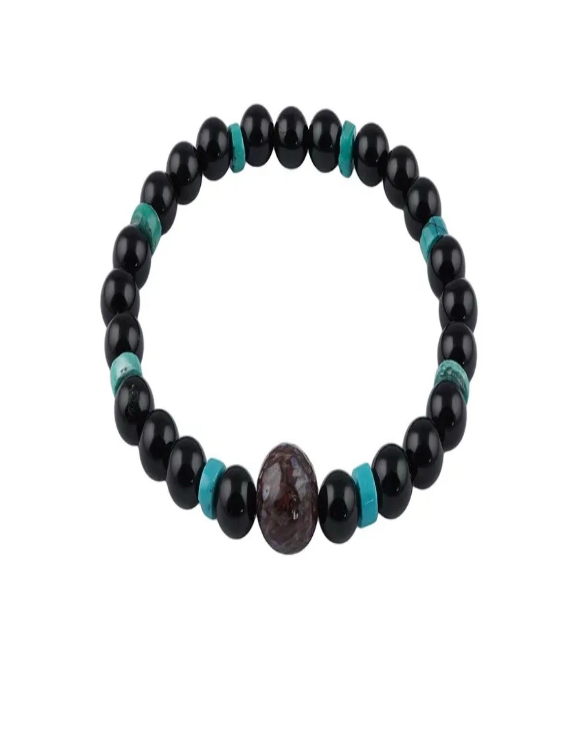 Kinder - Armband, Onyx (gef.), Türkis, Dino-Knochen, 14cm