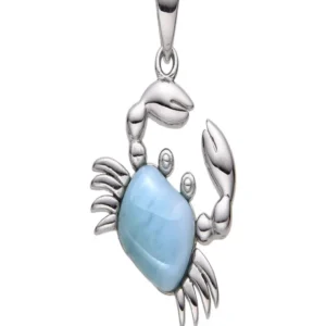 Anhänger Larimar, Krabbe, 1,9cm, rhodiniert
