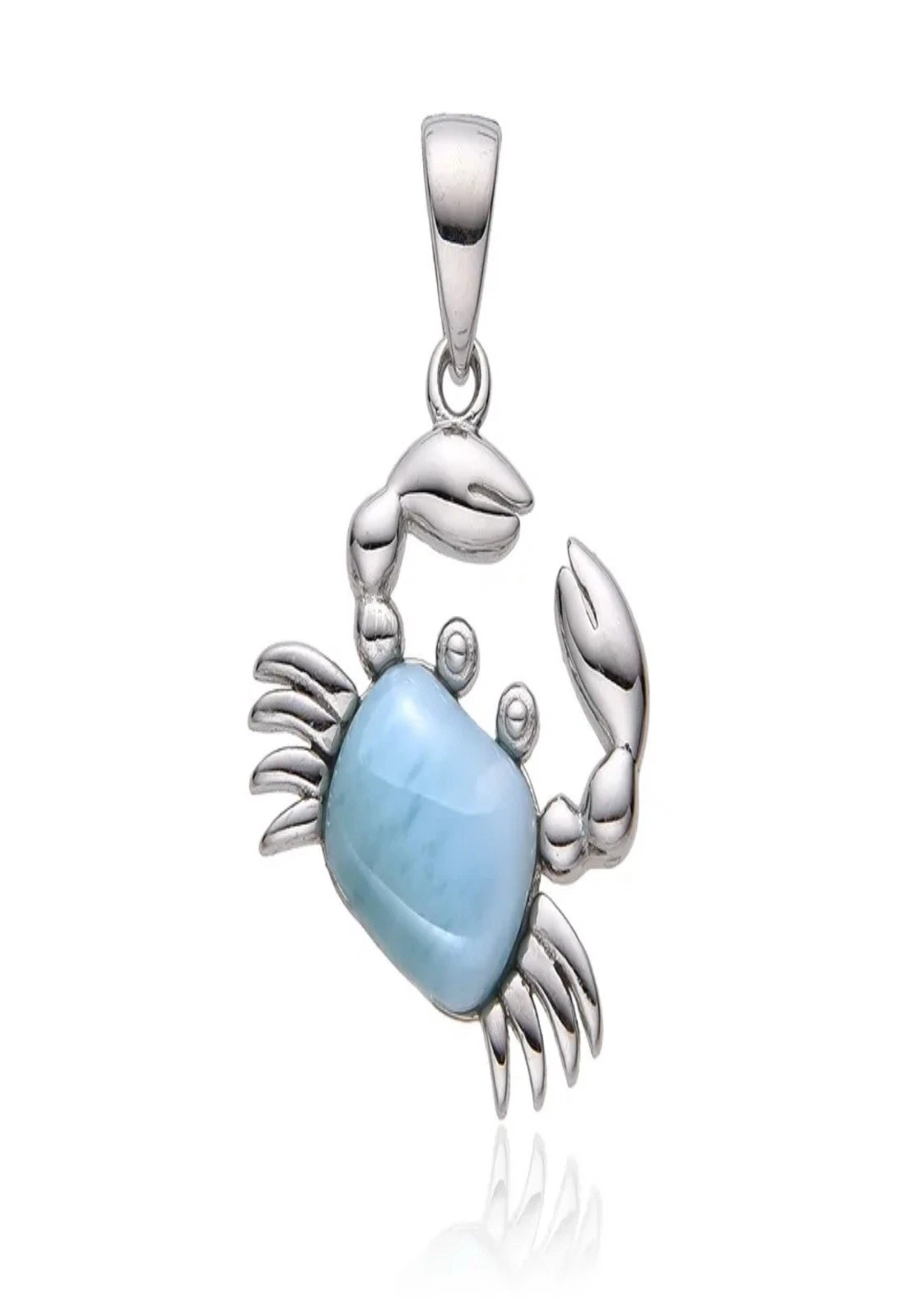 Anhänger Larimar, Krabbe, 1,9cm, rhodiniert