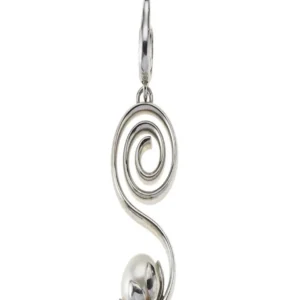 Anhänger Spirale mit Perle, 5,3cm, rhodiniert