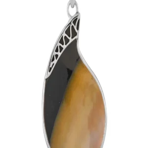 Anhänger Perlmutt, Yin Yang Flamme (40 x 30mm), 5,5cm, rhodiniert