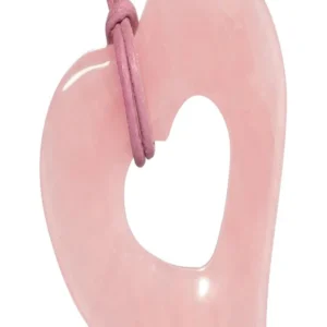 Schnurteil "Herz in Herz" Rosenquarz, ca. 5cm