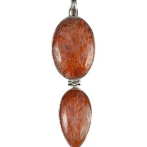 Anhänger Hornkoralle, Oval (20mm), Tropfen (18mm), 4,8cm, rhodiniert