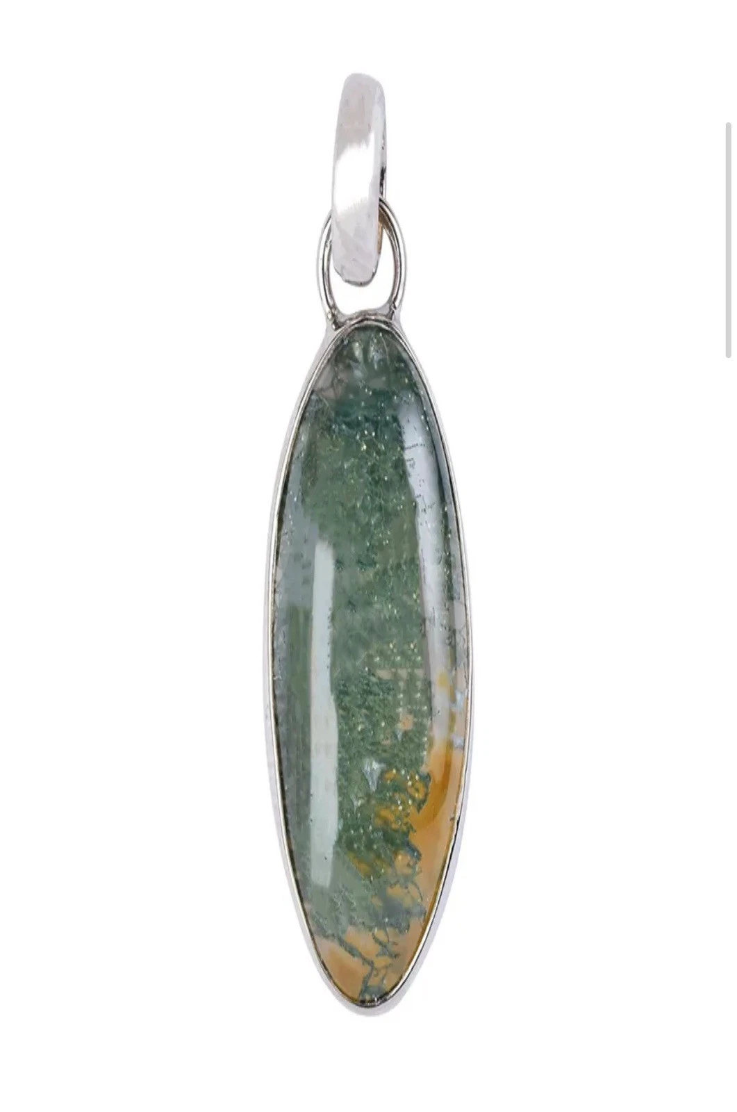 Moosachat Anhänger Oval 26x14mm 3,5cm platiniert Schmuck Deutschland