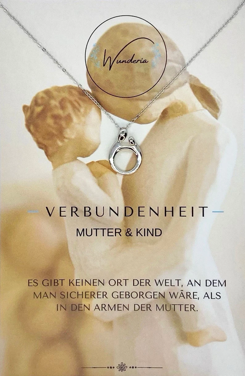 Mutter & Kind Halskette Verbundenheit 925 Sterling Silber Kette