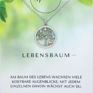Teilen Lebensbaum Halskette 925 Sterling Silber mit positiver Botschaft Tree of Life