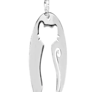 Anhänger Katzen-Silhouette, 4,0cm, rhodiniert