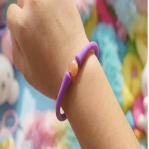 Armband Mondstein Kugel (8mm), Silikon (lila), 15cm (kurz)