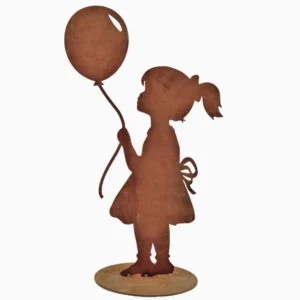 Mädchen mit Luftballon | Figur aus Metall Rost Edelrost