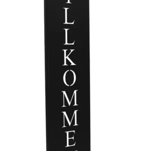 Willkommen Schild aus Metall | Schwarze Haustürdeko | 71 cm