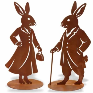 Osterhasen Sir Hopps & Lady Leaf aus Edelrost