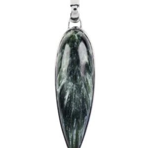 Anhänger Serafinit, Tropfen (30 x 18mm), 3,9cm, rhodiniert