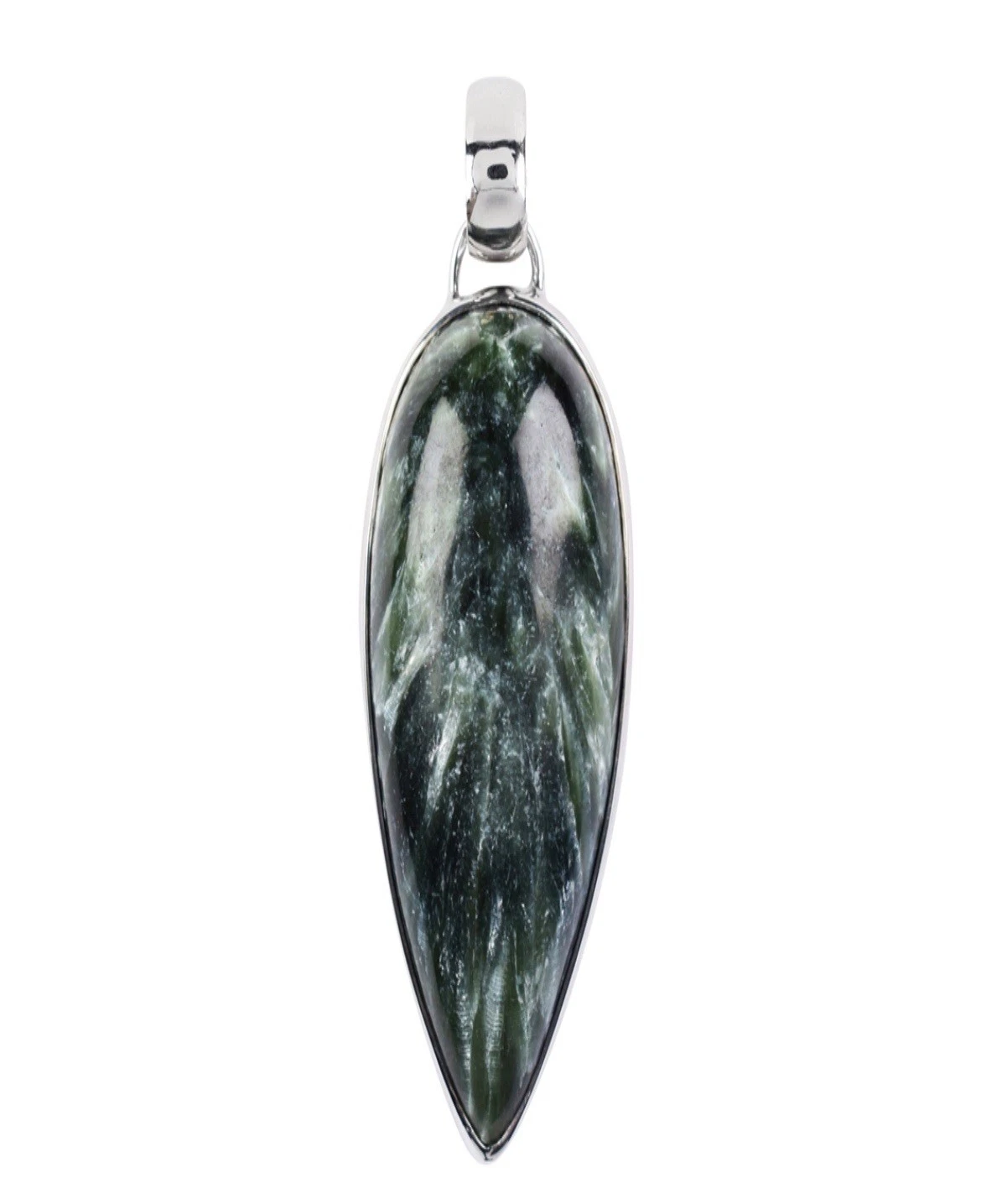 Anhänger Serafinit, Tropfen (30 x 18mm), 3,9cm, rhodiniert