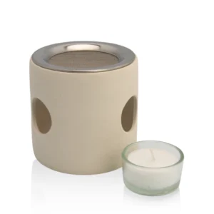 FARFALLA Zylinder Räucherstövchen in beige mit Sieb