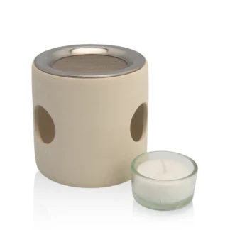 FARFALLA Zylinder Räucherstövchen in beige mit Sieb