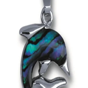Anhänger Delfin klein, Paua-Muschel, mit Kette