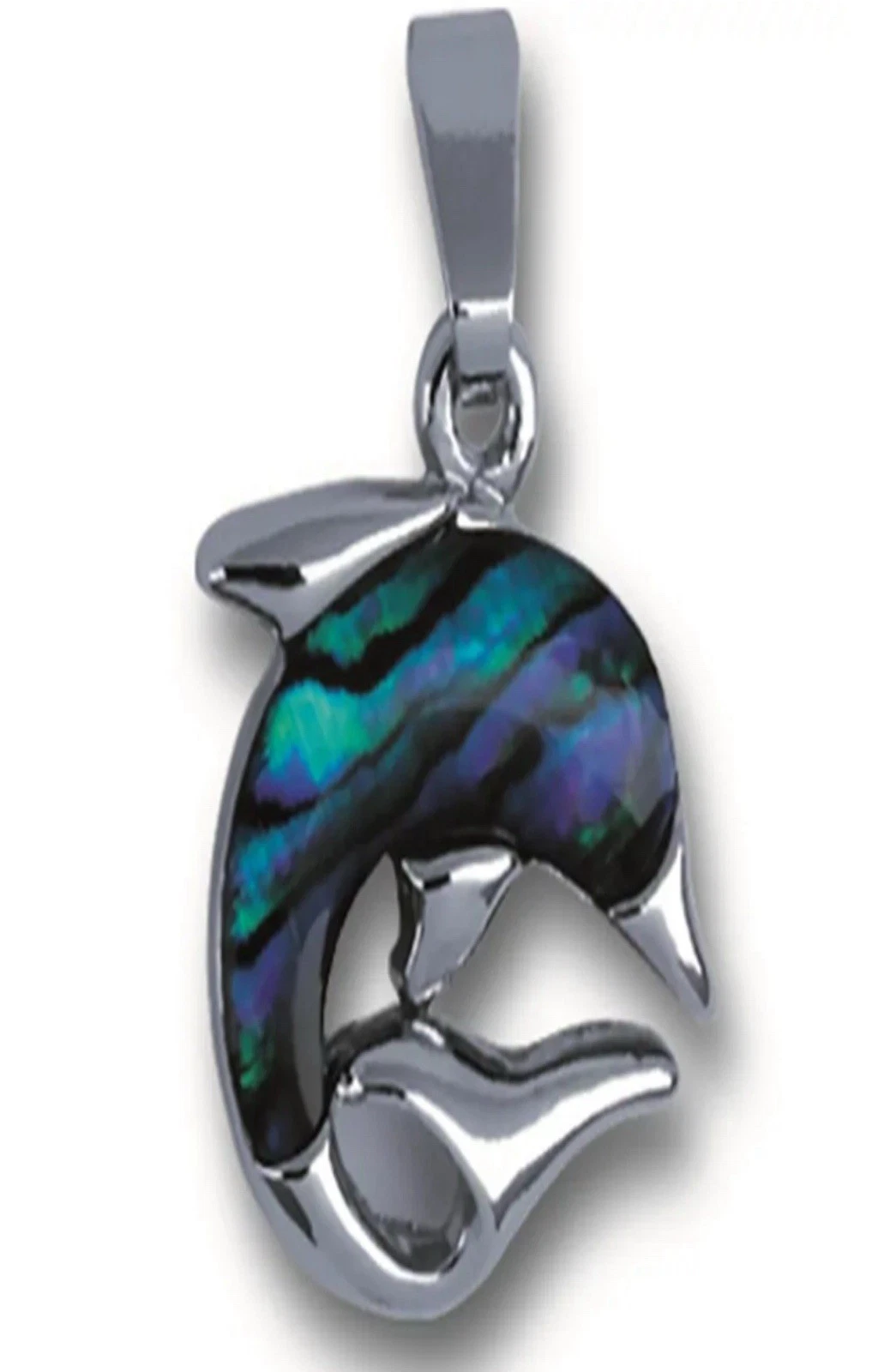 Anhänger Delfin klein, Paua-Muschel, mit Kette