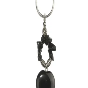 Schlüsselanhänger, Herz, Onyx (gef.), 09cm