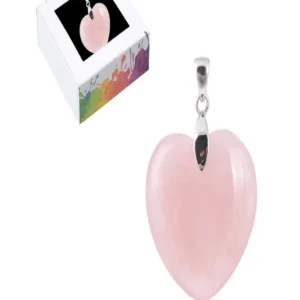Anhänger Rosenquarz, Herz (28mm), 4,2cm, rhodiniert