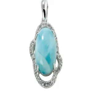 Anhänger Larimar, Topas, 2,2cm, rhodiniert