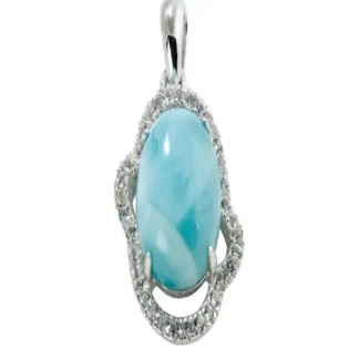 Anhänger Larimar, Topas, 2,2cm, rhodiniert