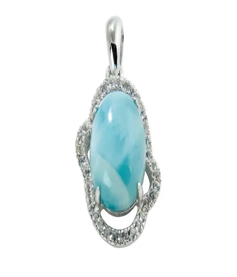 Anhänger Larimar, Topas, 2,2cm, rhodiniert