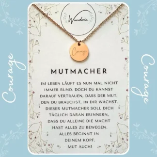 Mutmacher Halskette Gravur Edelstahl Glücksbringer Courage - 3 Varianten