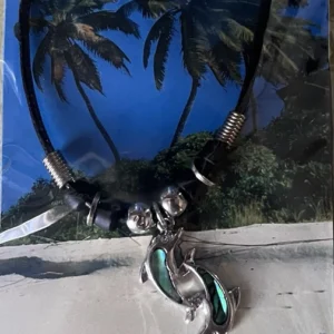 Anhänger Delfinpaar, Paua-Muschel, mit Kette