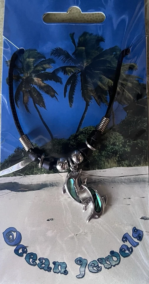 Anhänger Delfinpaar, Paua-Muschel, mit Kette