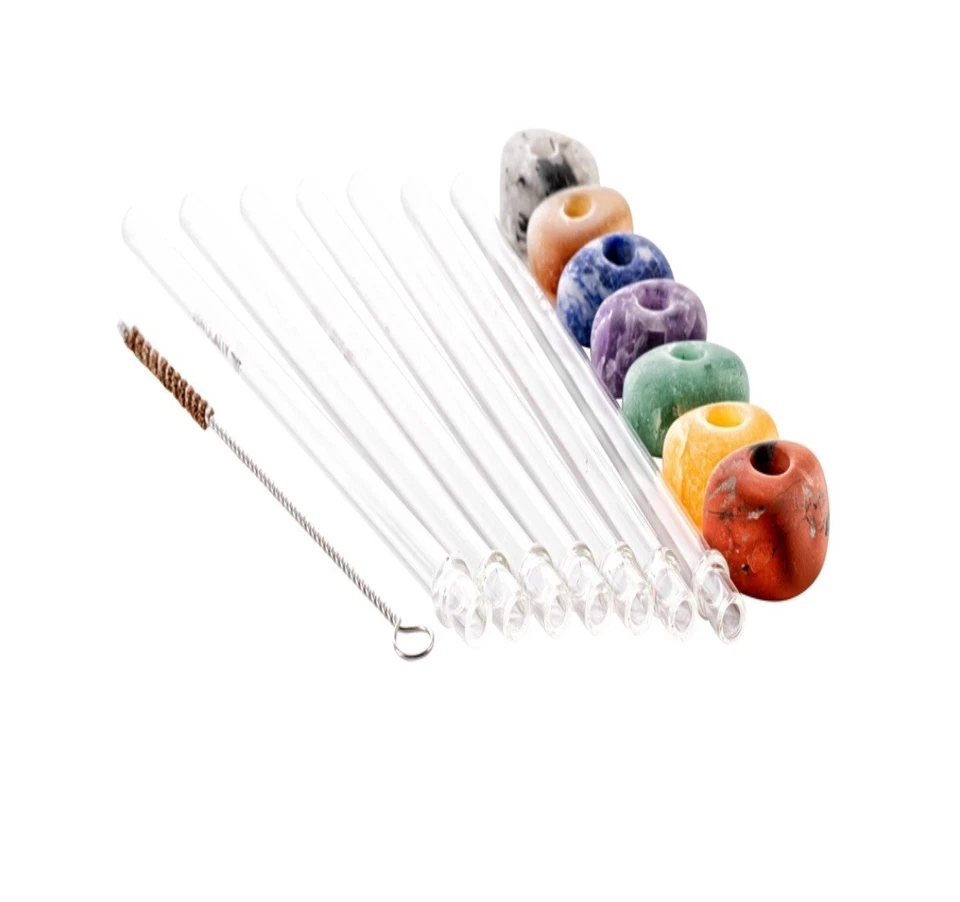 VitaJuwel Crystal Straw-Set (Glas-Trinkhalm mit Edelstein) – Bild 2